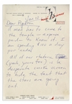 Hunter S. Thompson Autograph Letter Signed -- ''...No amount or quality of Journalism can preserve that fine, high sound...maybe fiction will come closer...''